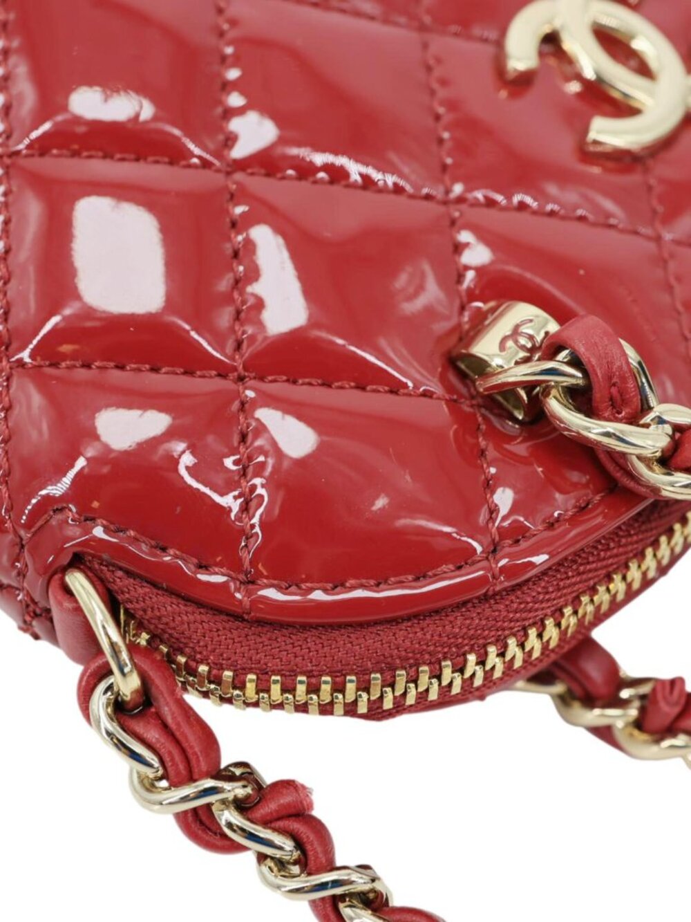 Chanel Coco Quilted Calfskin Patent Leather Clutch With Chain Red - Picture 6 of 15